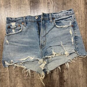 Abercrombie & Fitch Light Blue Distressed Jean Shorts